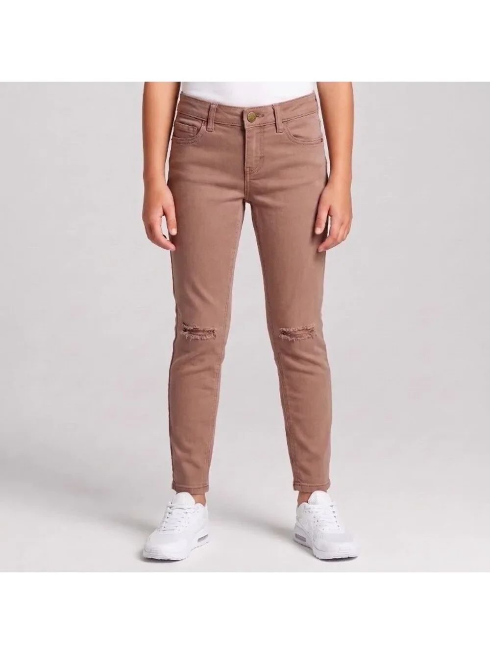 Material Girl Girl's Mauve Pink Skinny Jeans Pants with Knee Slits in size 10